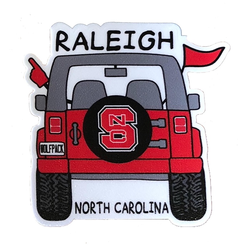 NC State Wolfpack 3 NC State Cartoon Jeep Rugged Sticker