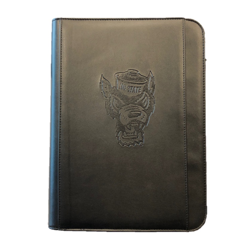 NC State Wolfpack Black 10.25×13.5 Zipper Student Wolfhead Padfolder