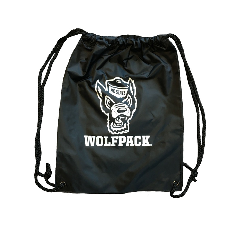 NC State Wolfpack Black Heavy Duty Drawstring Backpack