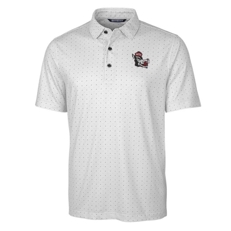 NC State Wolfpack Cutter & Buck Pike Double Dot Charcoal Slobbering Wolf Polo
