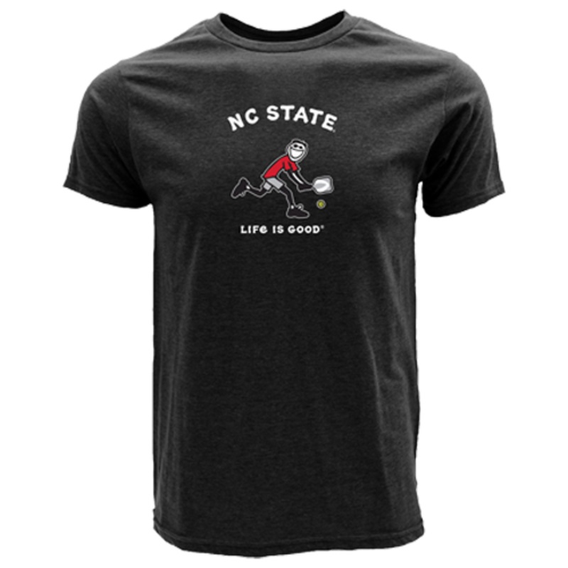 NC State Wolfpack Heathered Black Life is Good Jake Pickleball T-Shirt