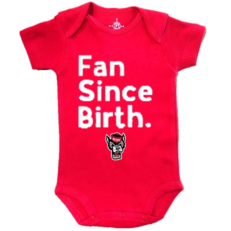 NC State Wolfpack Infant Red Fan Since Birth Wolfhead Onesie