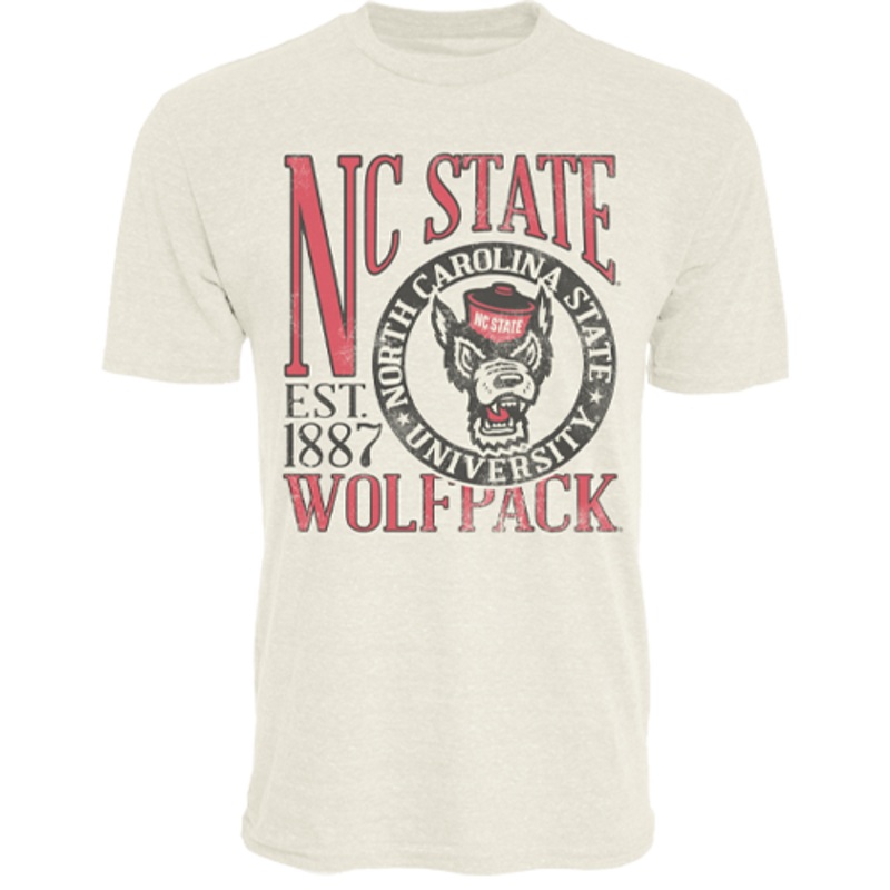 NC State Wolfpack Oatmeal First Dibs Circle Wolfhead T-Shirt