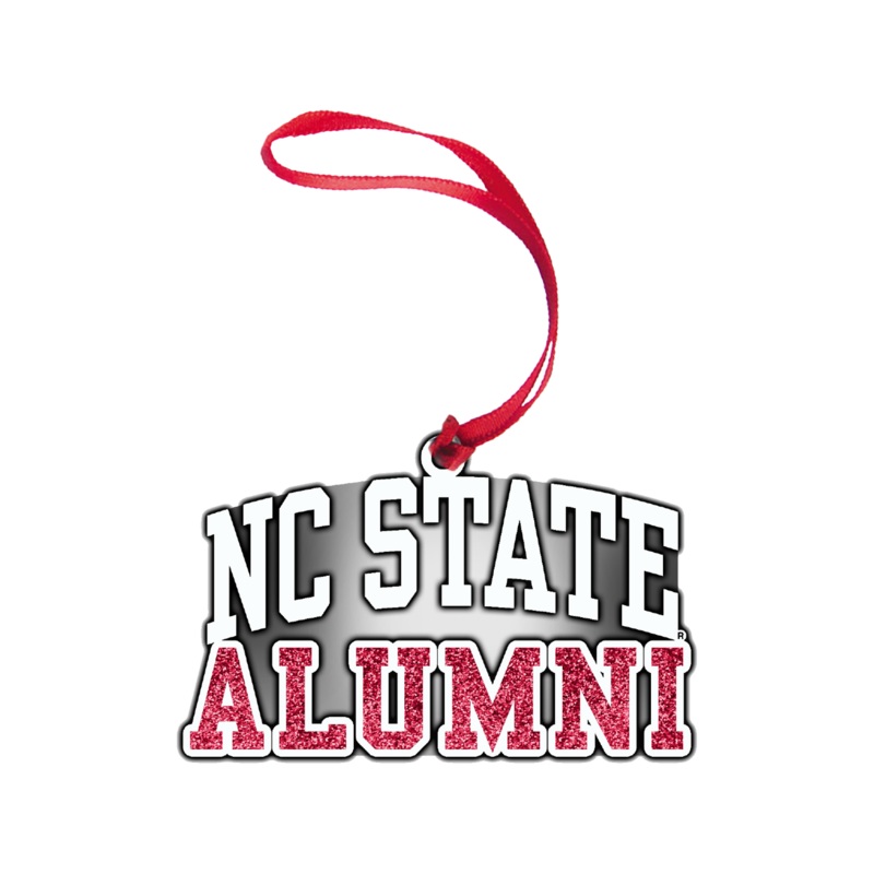 NC State Wolfpack Pewter Red Alumni Glitter Fill Ornament