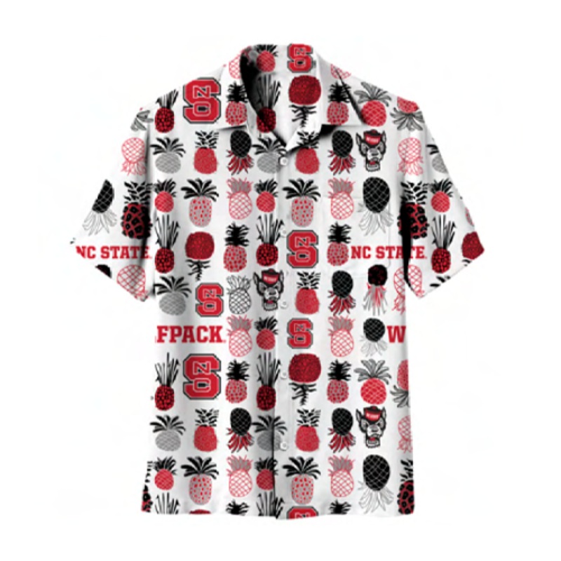 NC State Wolfpack Pineapple Hawaiian Button Up Shirt