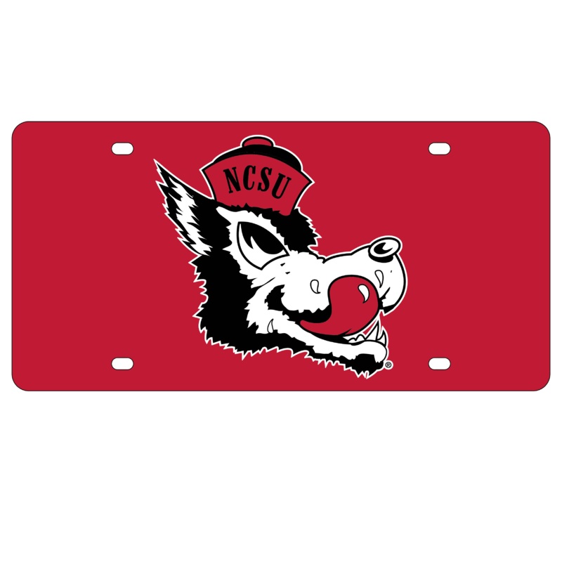 NC State Wolfpack Red Slobbering Wolf Laser Cut License Plate