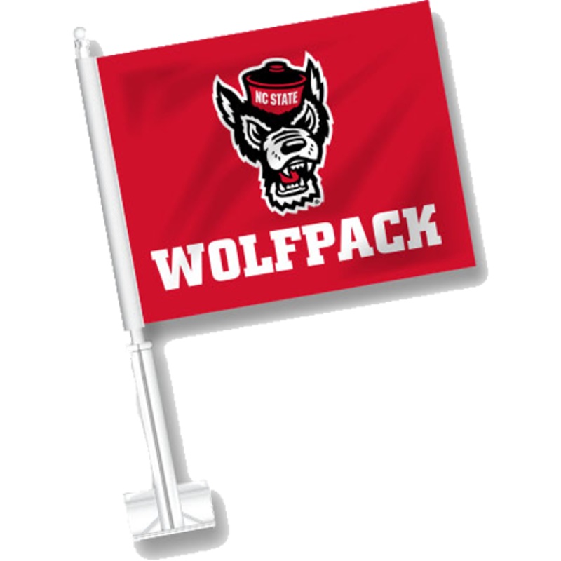NC State Wolfpack Red Wolfhead Car Flag