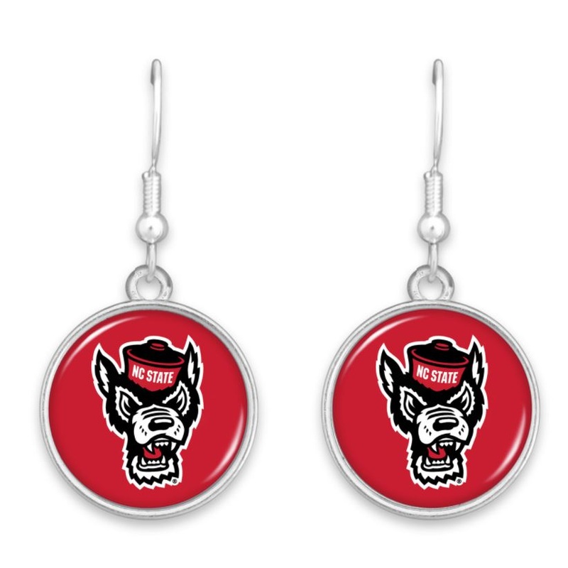 NC State Wolfpack Red Wolfhead Leah Earrings