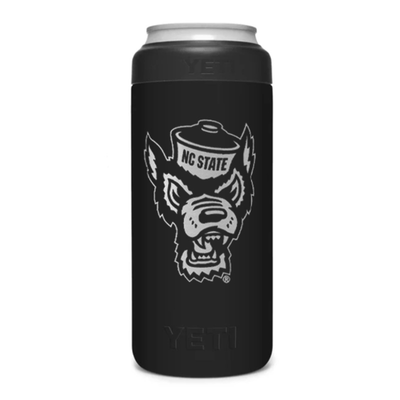 NC State Wolfpack Yeti Black Wolfhead 12oz Slim Can Colster