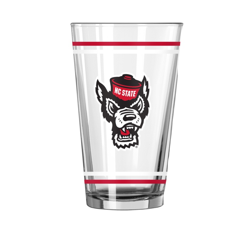 NC State Wolfpack 16 oz Stripe Wolfhead Pint Glass