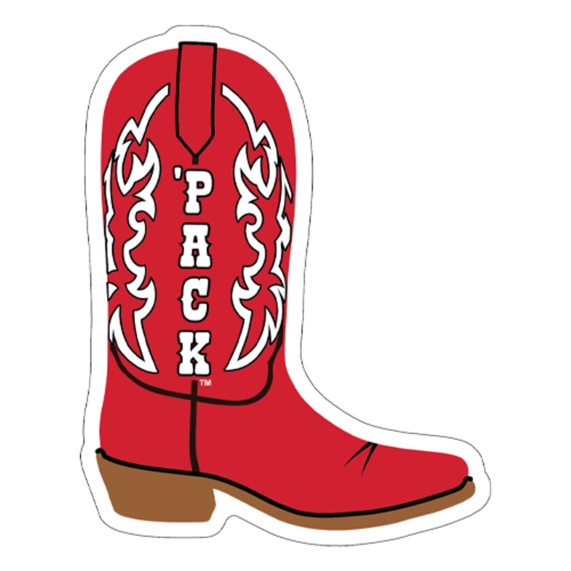 NC State Wolfpack 3.5 Red Cowboy Boot Rugged Sticker