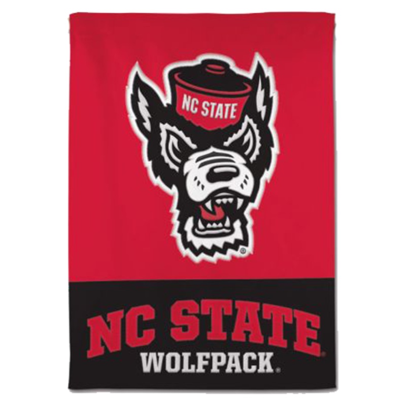 NC State Wolfpack Applique Wolfhead 28 x 40 2 Sided Vertical Flag