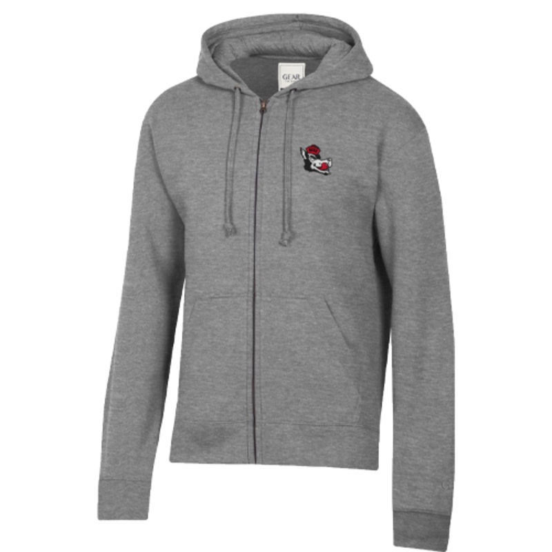 NC State Wolfpack Big Cotton Charcoal Heather Slobbering Wolf Full Zip Hooded Sweatshirt