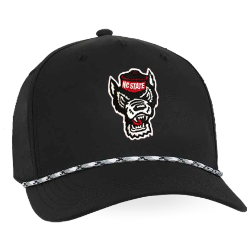 NC State Wolfpack Black Wolfhead Structured Rope Adjustable Hat