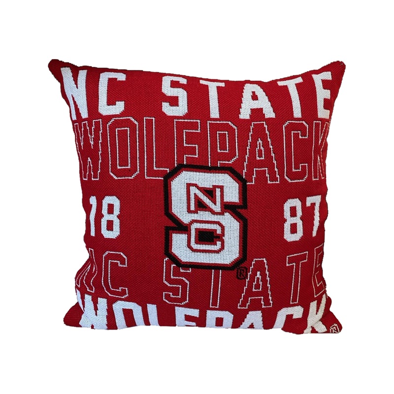 NC State Wolfpack Block S 1887 20 Jacquard Pillow