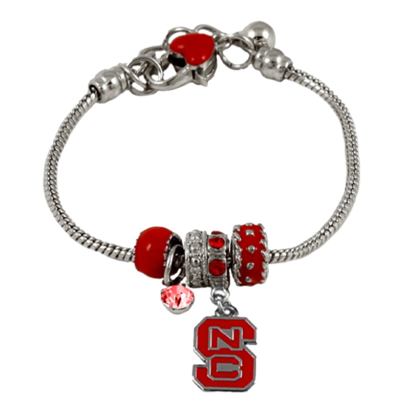 NC State Wolfpack Block S Natalya Charm Bracelet