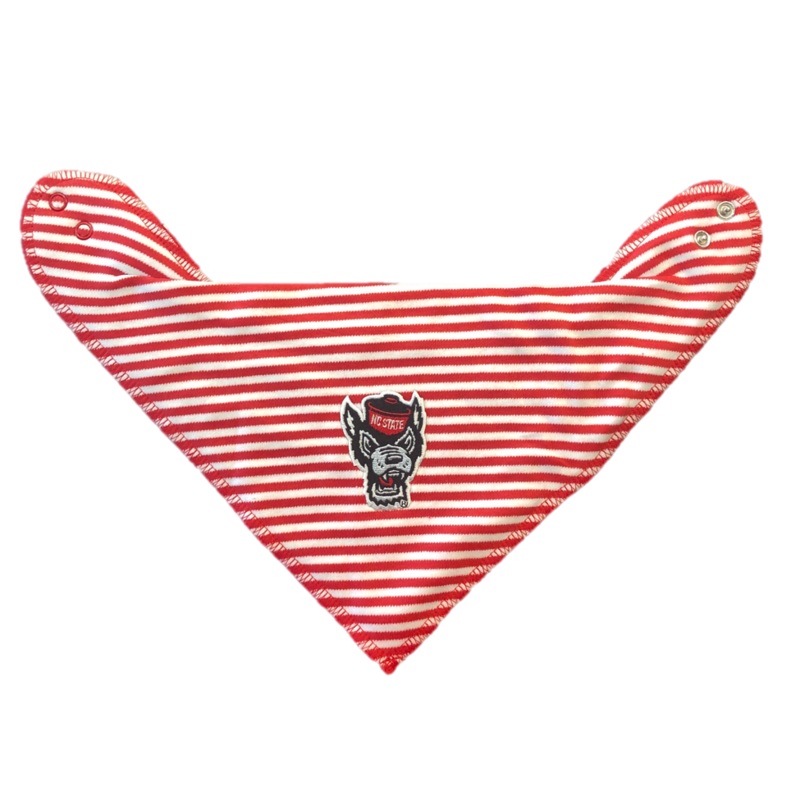 NC State Wolfpack Creative Red and White Striped Wolfhead Bandana Bib