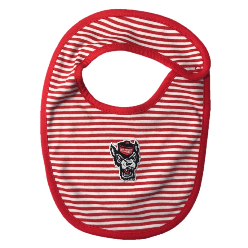 NC State Wolfpack Creative Red and White Striped Wolfhead Bib