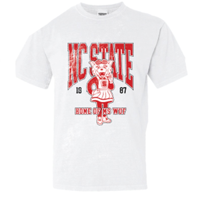 NC State Wolfpack Girl Tribe Comfort Colors White Home of Ms. Wuf T-Shirt