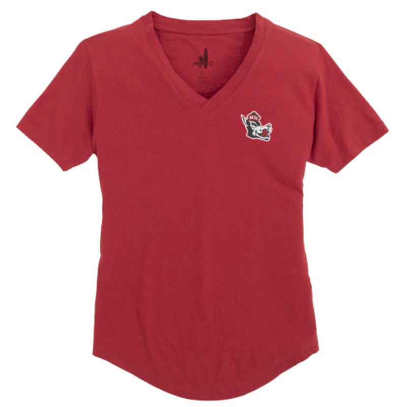 NC State Wolfpack johnnie-O Women’s Red Slobbering Wolf Meredith V-Neck Tee