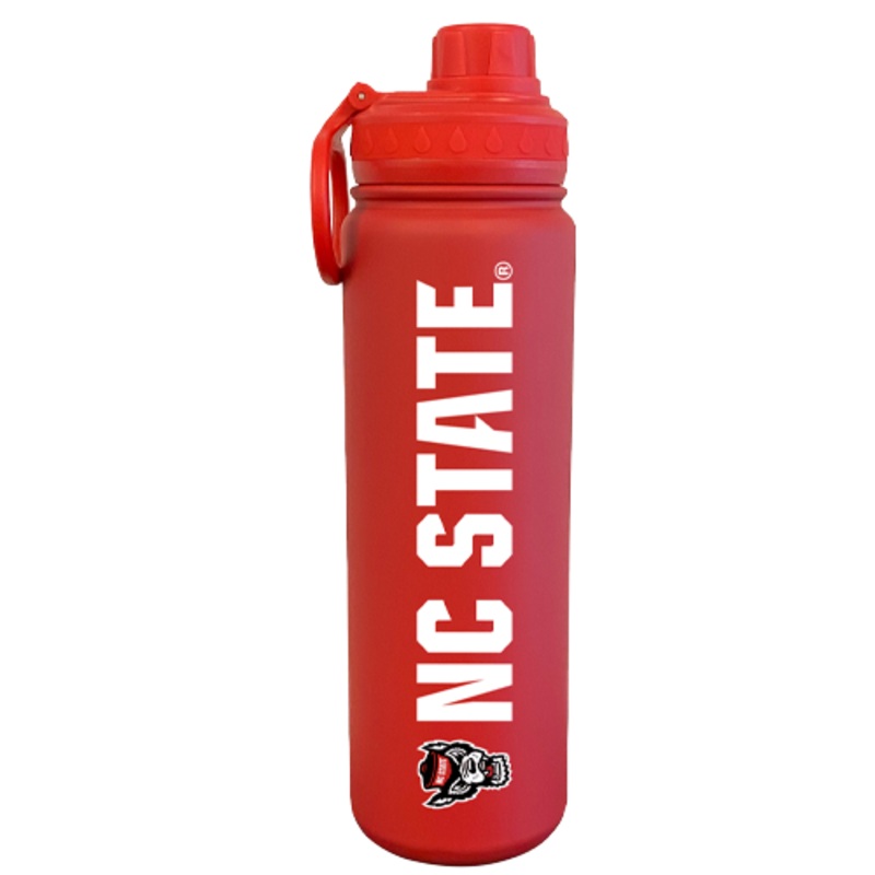 NC State Wolfpack Matte Red 24oz Stainless Steel Wolfhead Water Bottle
