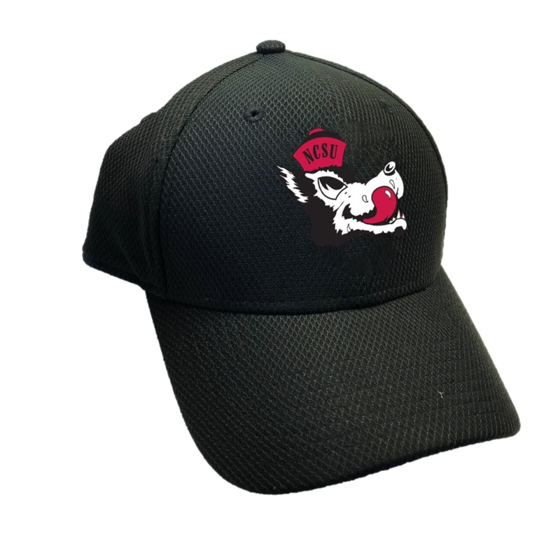 NC State Wolfpack New Era 39Thirty Black Slobbering Wolf Mesh Fitted Hat