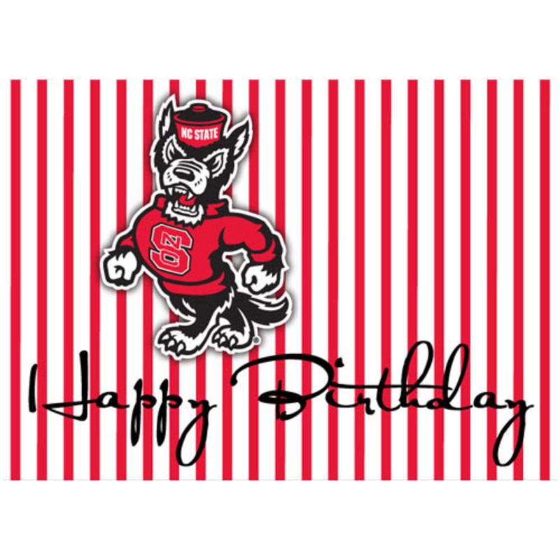 NC State Wolfpack Pinstripe Strutting Wolf Birthday Card