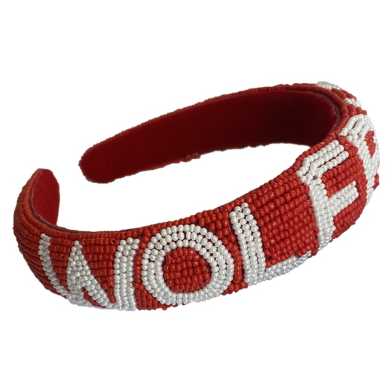 NC State Wolfpack Red and White Wolfpack Beaded Headband