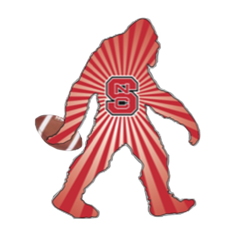 NC State Wolfpack Red Bigfoot w/ Football Decal 2.5