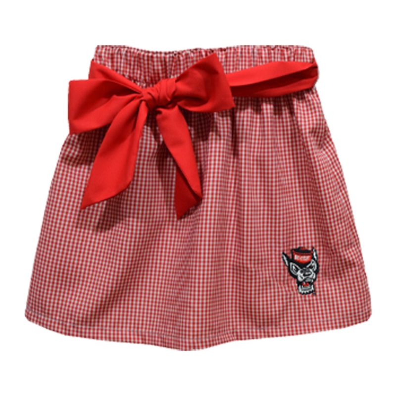 NC State Wolfpack Vive La Fete Gingham Girls Embroidered Wolfhead Sophie Skirt