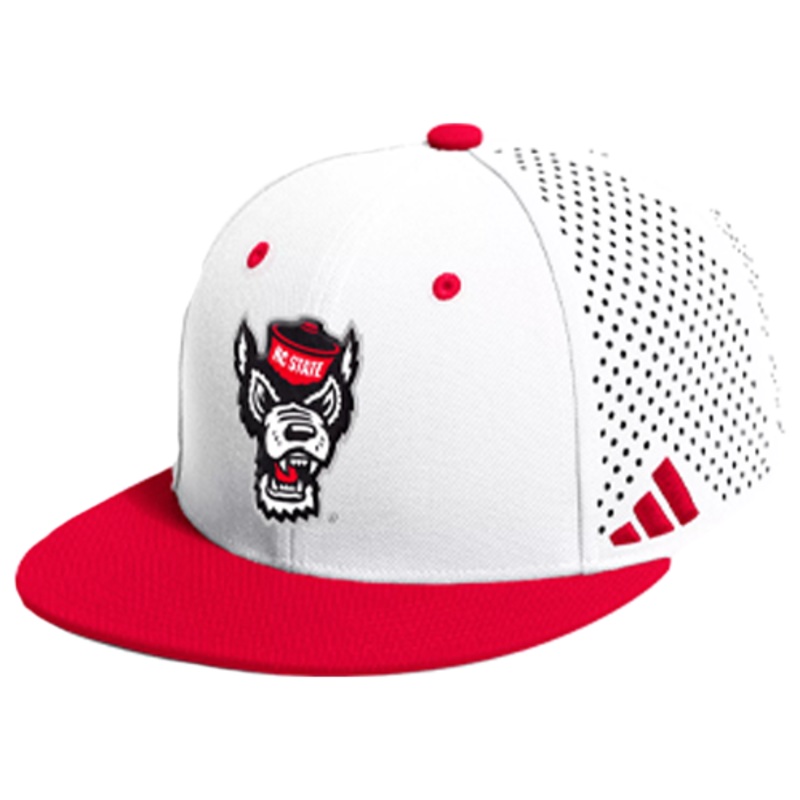 NC State Wolfpack White Wolfhead Performance On-Field Hat