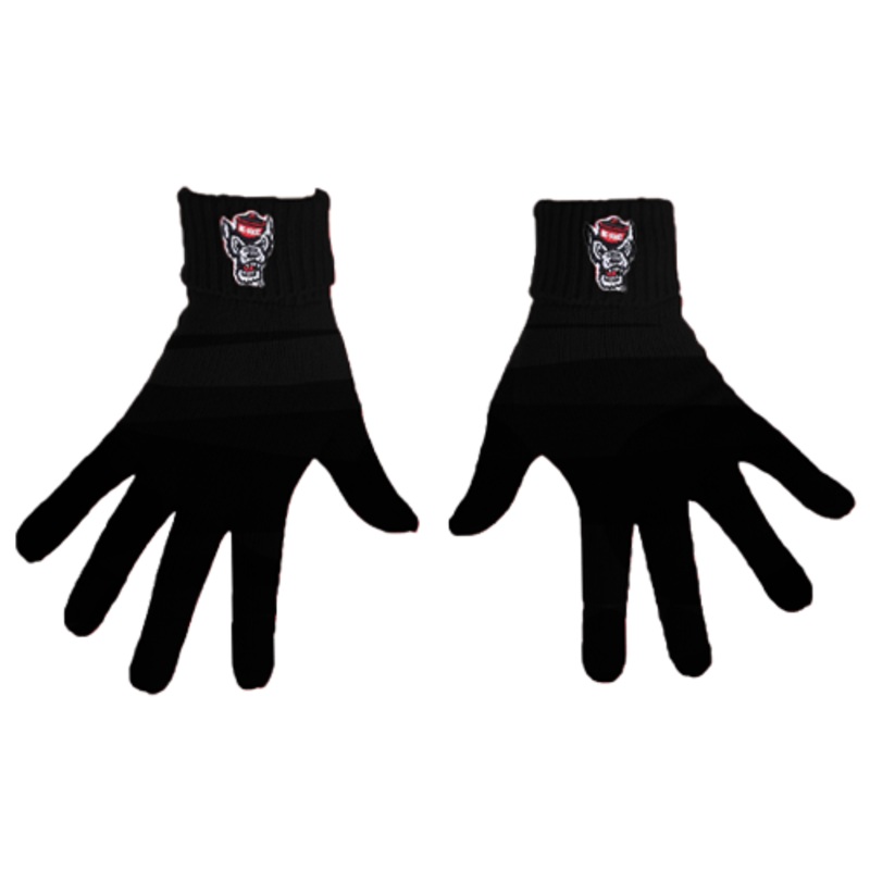 NC State Wolfpack Women’s Black Wolfhead Knit Gloves