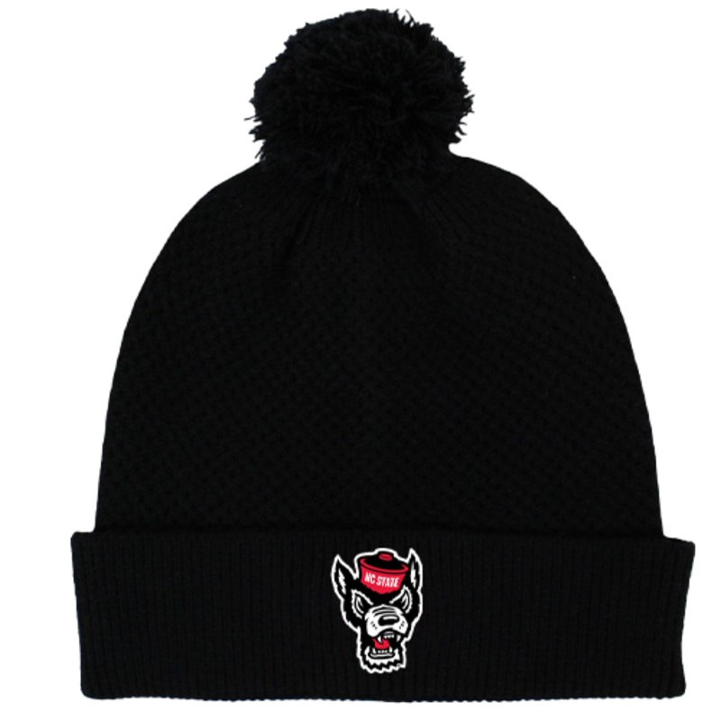 NC State Wolfpack Women’s Black Wolfhead Knit Pom Beanie