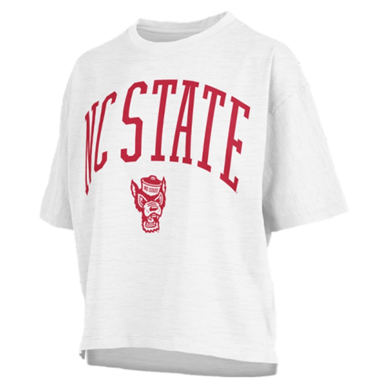 NC State Wolfpack Women’s White Wellington Oversized Crop Top