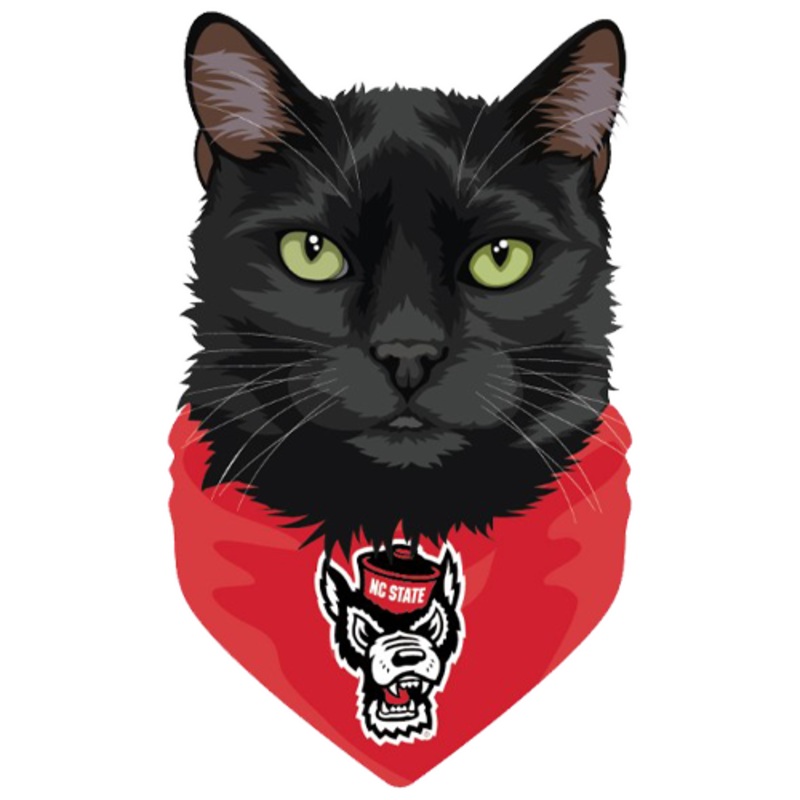 NC State Wolfpack 3.5 Black ‘Raven’ Cat w/ Bandana Rugged Sticker