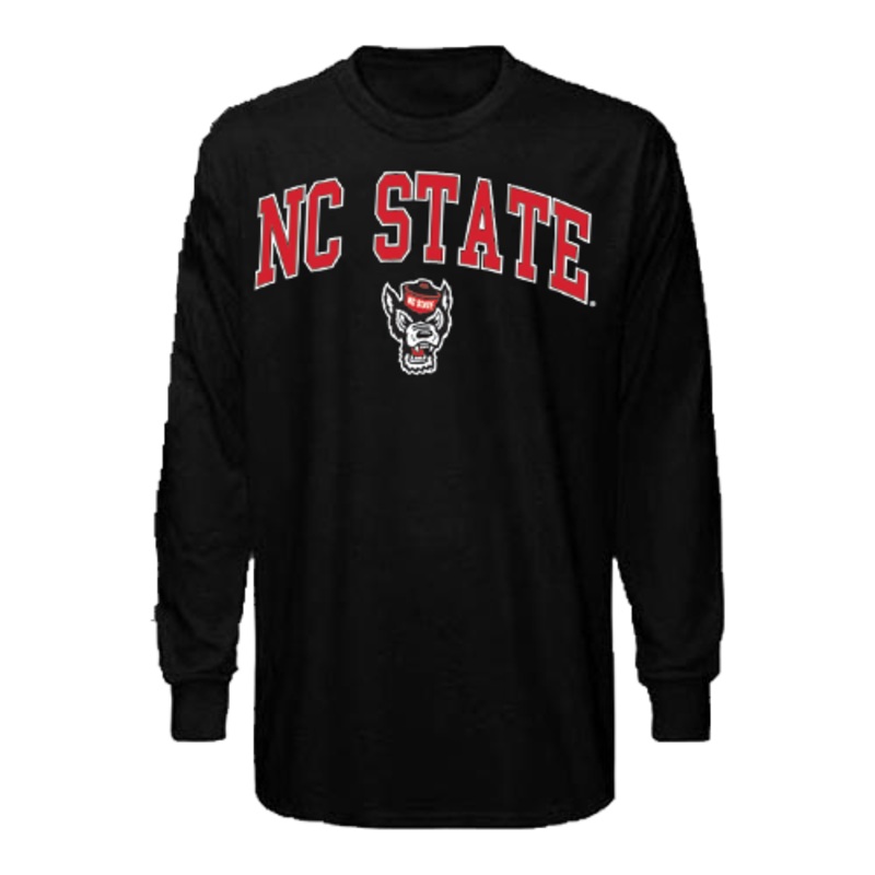 NC State Wolfpack Black Arch Signature Wolfhead Long Sleeve T-Shirt