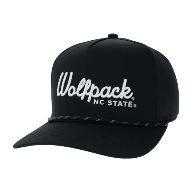NC State Wolfpack Black Caddy Adjustable Snapback Hat