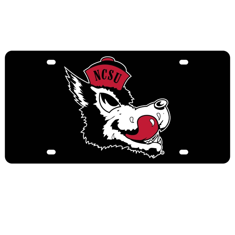 NC State Wolfpack Black Slobbering Wolf Laser Cut License Plate