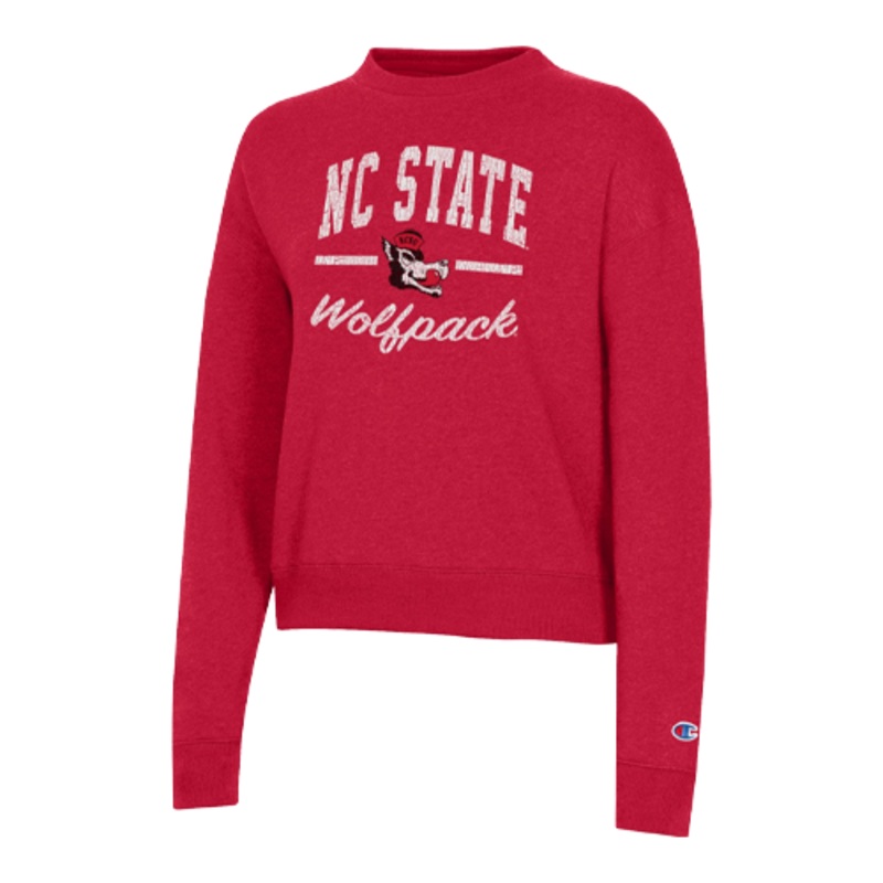 NC State Wolfpack Champion Triumph Women’s Scarlet Slobbering Wolf Crewneck