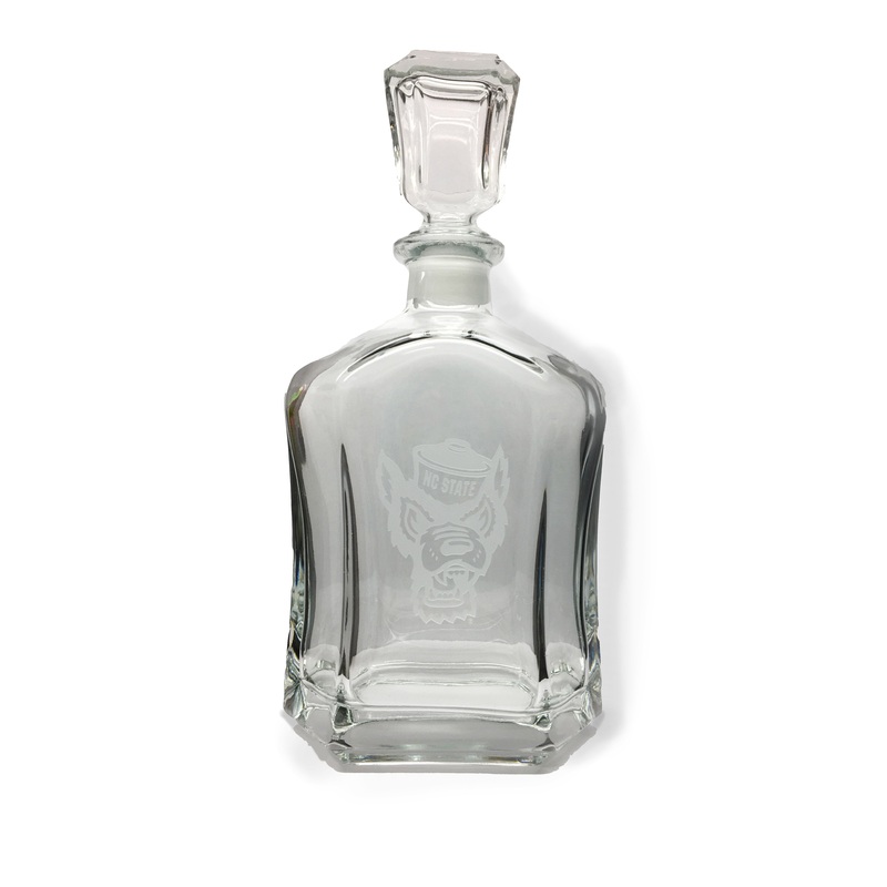 NC State Wolfpack Etched Wolfhead Whiskey Decanter