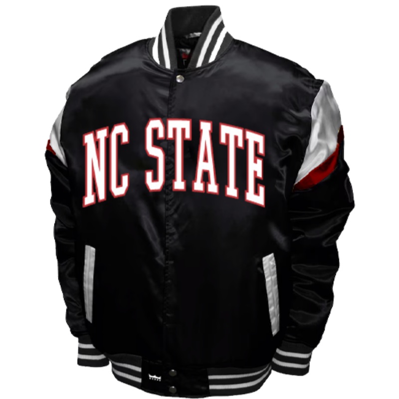 NC State Wolfpack Franchise Club Black Power Satin Bomber Jacket