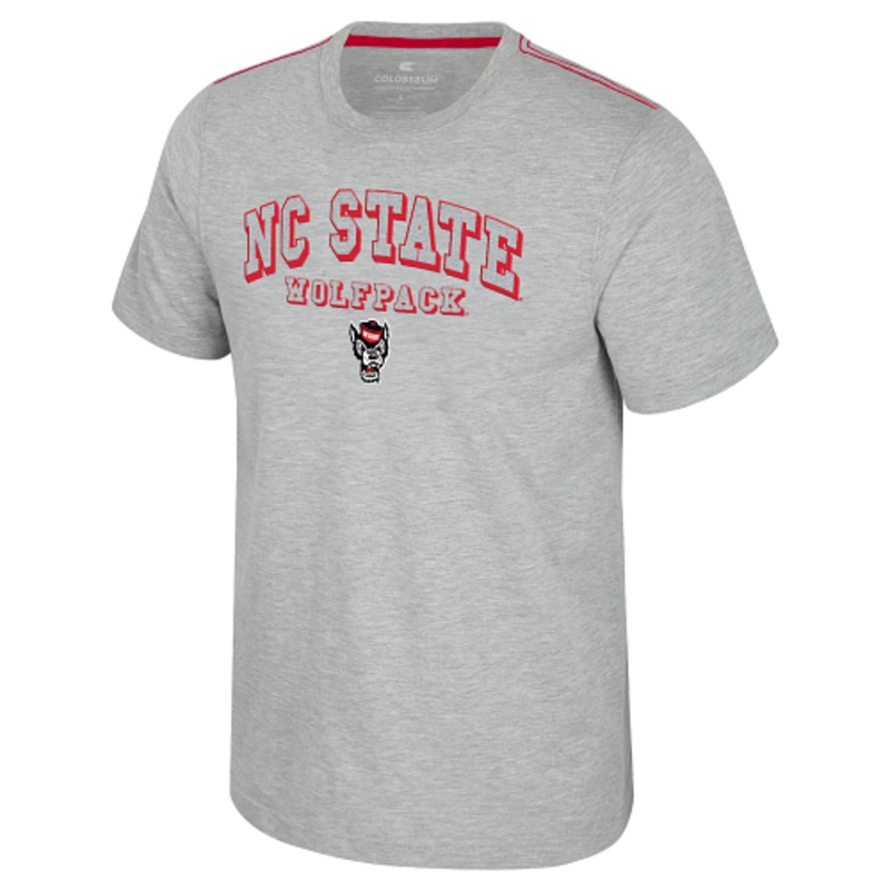 NC State Wolfpack Men’s Heather Grey Shadow Letter Wolfhead T-Shirt
