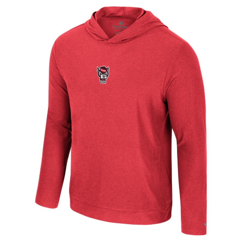 NC State Wolfpack Men’s Red Wolfhead Hooded Long Sleeve T-Shirt
