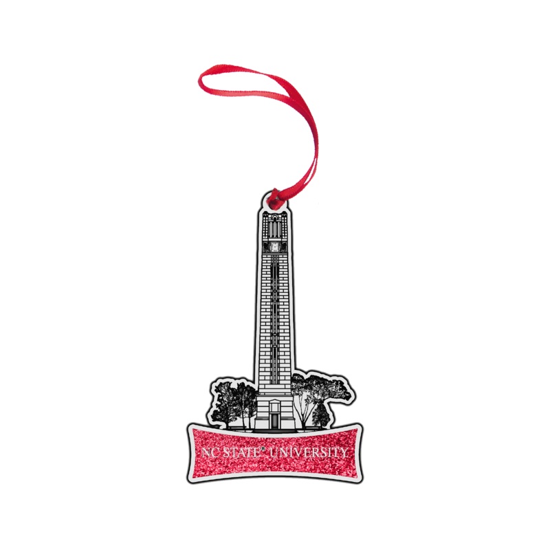 NC State Wolfpack Pewter Belltower Glitter Fill Ornament