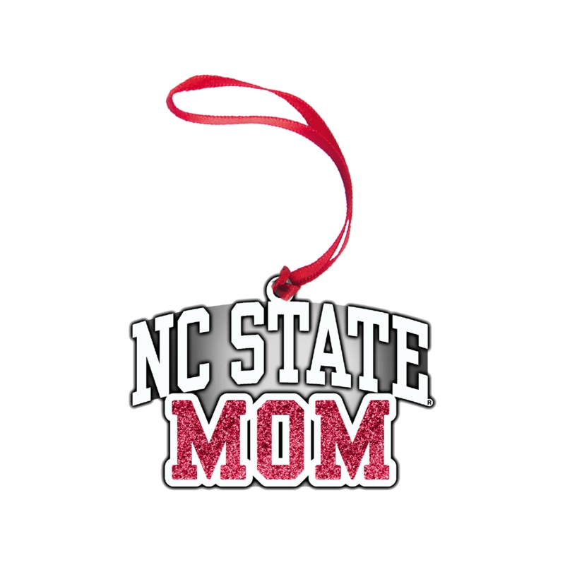 NC State Wolfpack Pewter Red Mom Glitter Fill Ornament