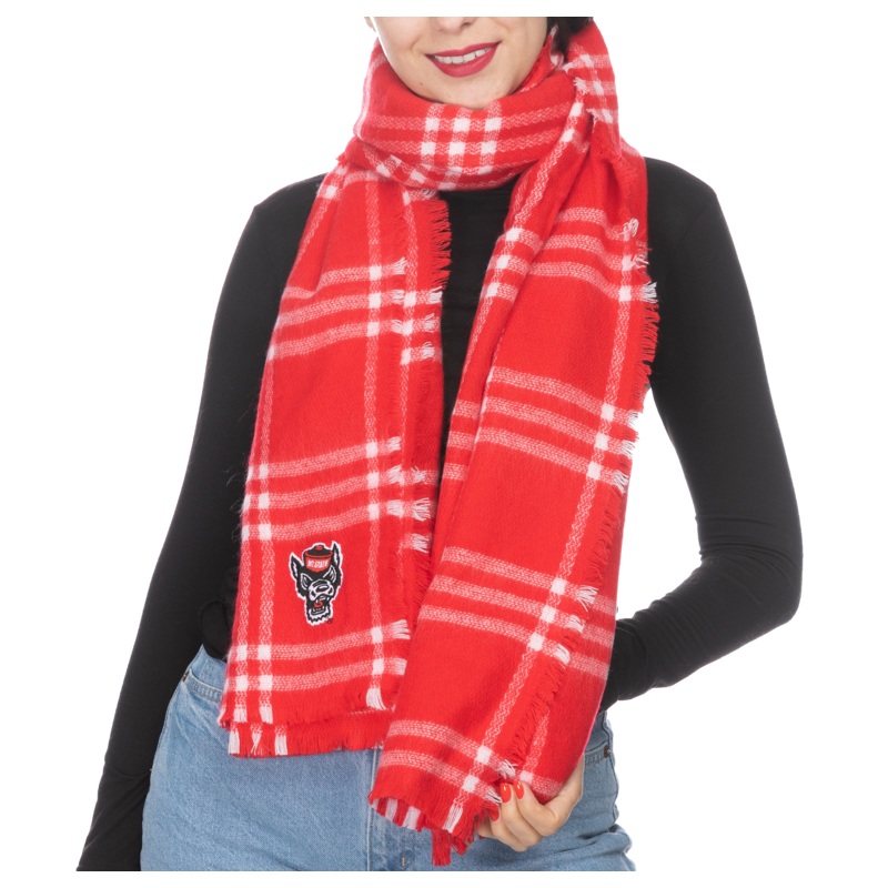 NC State Wolfpack Red and White Wolfhead Blanket Scarf