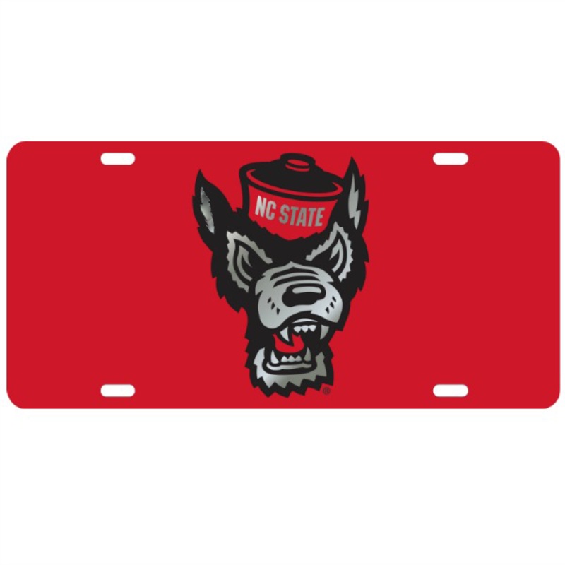 NC State Wolfpack Red Wolfhead License Plate