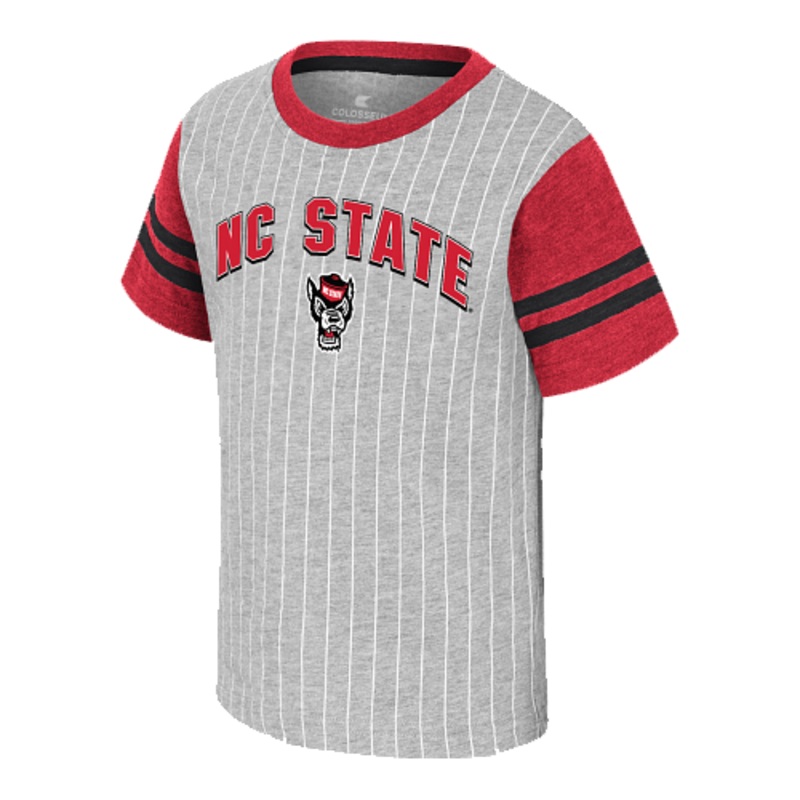 NC State Wolfpack Toddler Heather Grey Wolfhead Pinstripe T-shirt