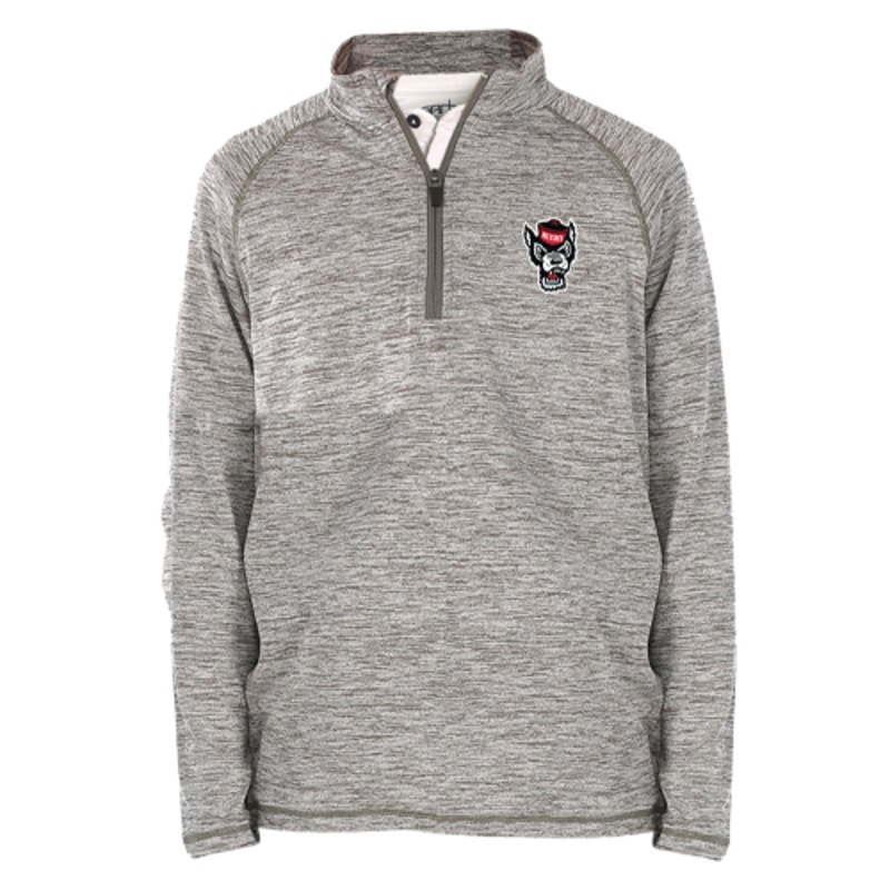 NC State Wolfpack Toddler Spacedye Grey Wolfhead 1/4 Zip Pullover