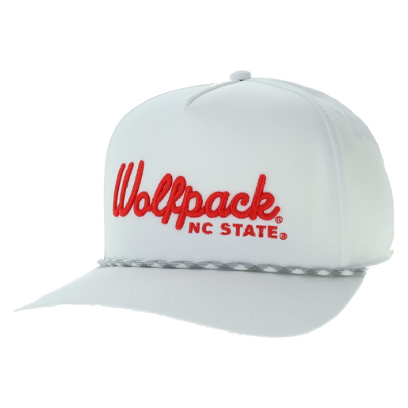 NC State Wolfpack White Caddy Adjustable Snapback Hat
